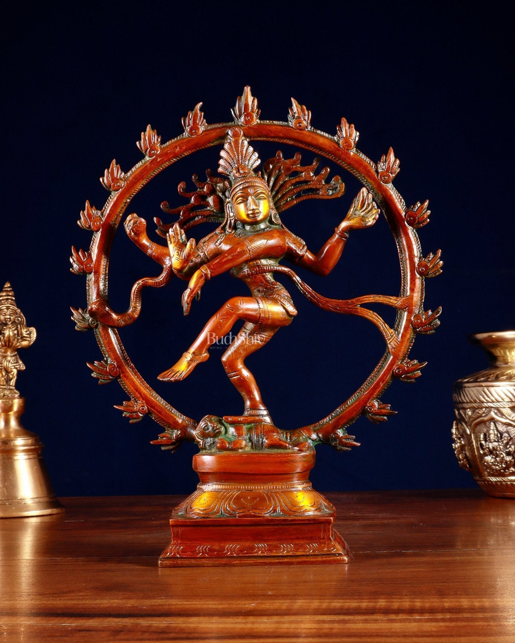 Vintage Brass Nataraja Sculpture – 9.2” - Sama Homes Idol - Brass Sculpture - Eco-friendly - Sama Homes