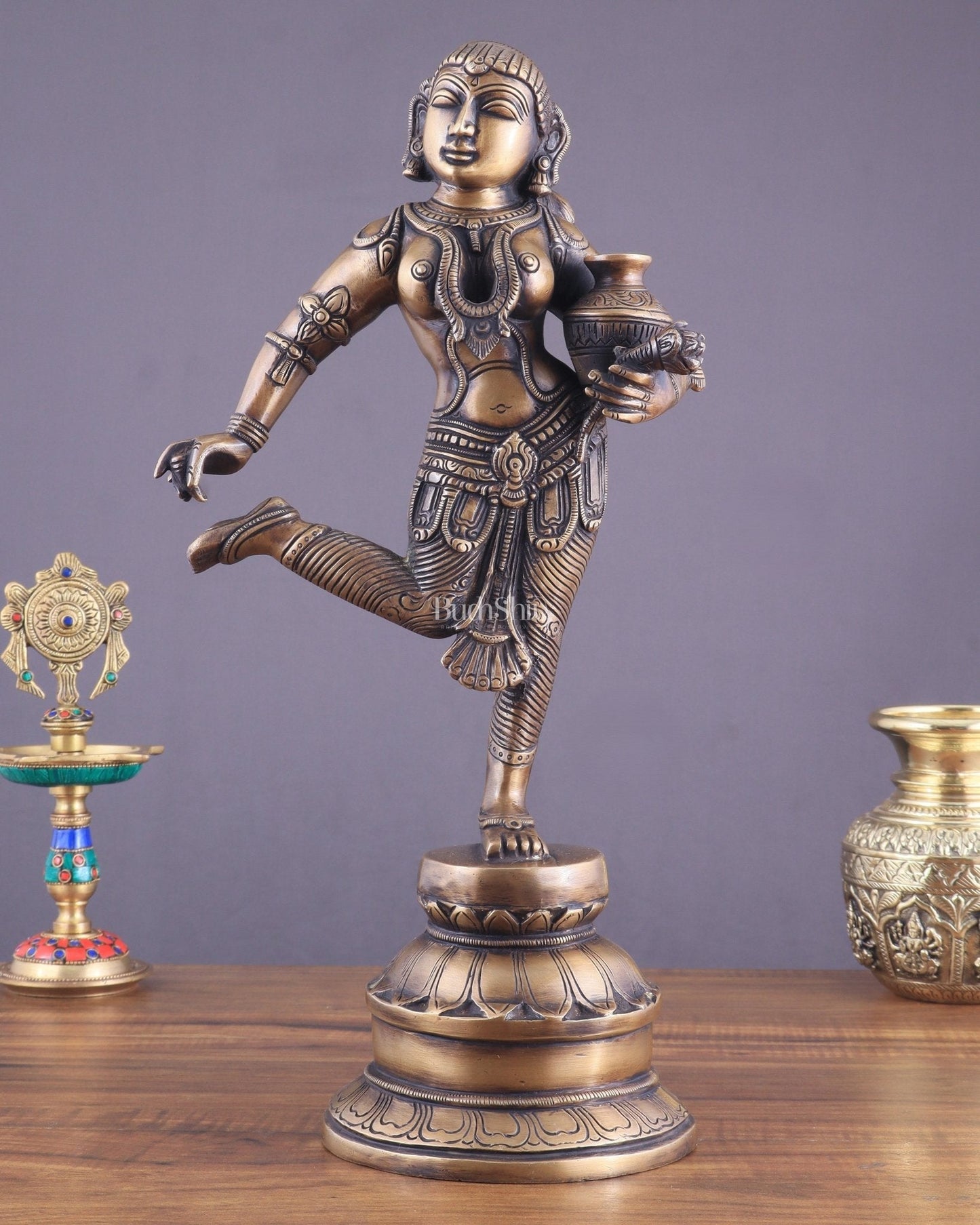 Vintage Brass Vishnu Mohini Avatar Sculpture 16.5" - Sama Homes Idol - Brass Sculpture