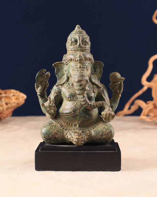 Vintage Indonesian Bronze Ganesha Statue 6.5" - Sama Homes Idol - Brass Sculpture