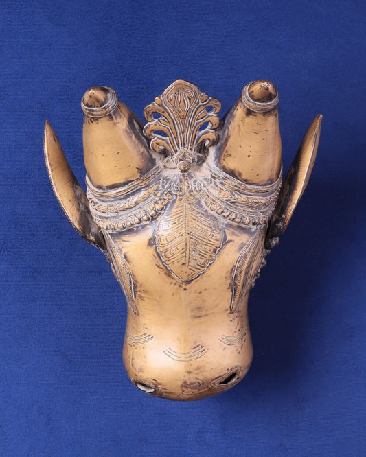 Vintage Pure Brass Bull Wall Hanging – Timeless Decor Piece - Sama Homes Idol - Brass Sculpture