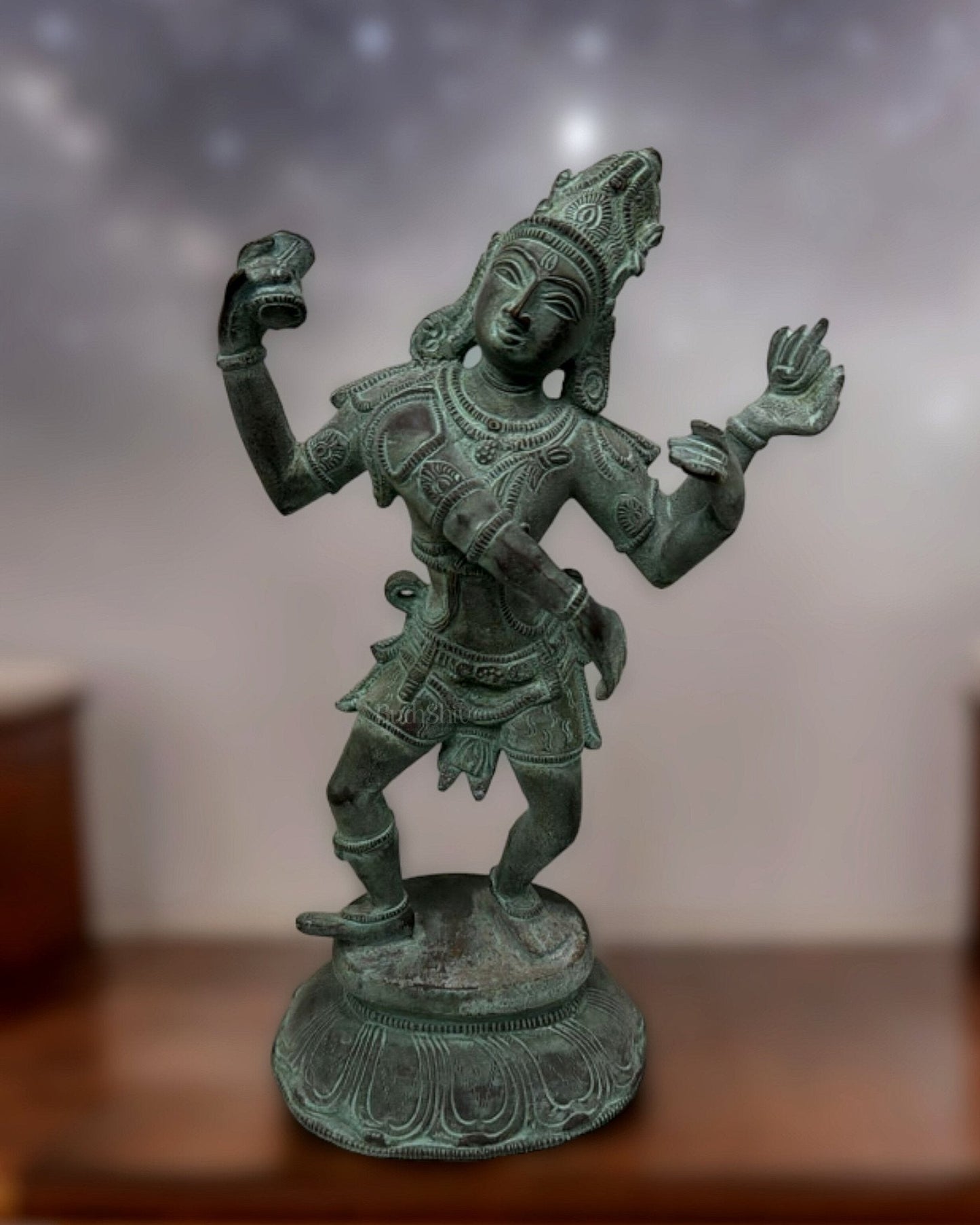 Vintage Pure Brass Dancing Shiva Statue - 11-Inch - Sama Homes Idol - Brass Sculpture