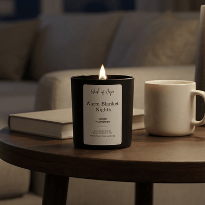 Warm Blanket Nights Candle | Cinnamon + Vanilla by Wick of Hope - Full Size Candle (View 5)