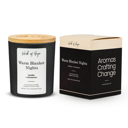 Warm Blanket Nights Candle | Cinnamon + Vanilla by Wick of Hope - Full Size Candle (View 4)