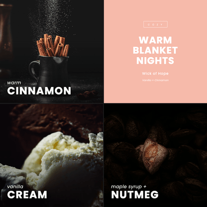 Warm Blanket Nights Candle | Cinnamon + Vanilla by Wick of Hope - Full Size Candle (View 7)