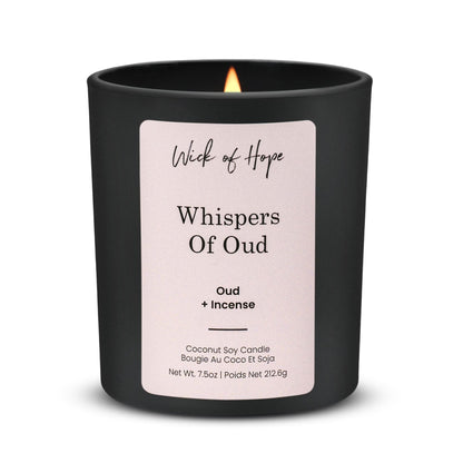 Whispers of Oud Candle | Oud + Incense by Wick of Hope - Full Size Candle