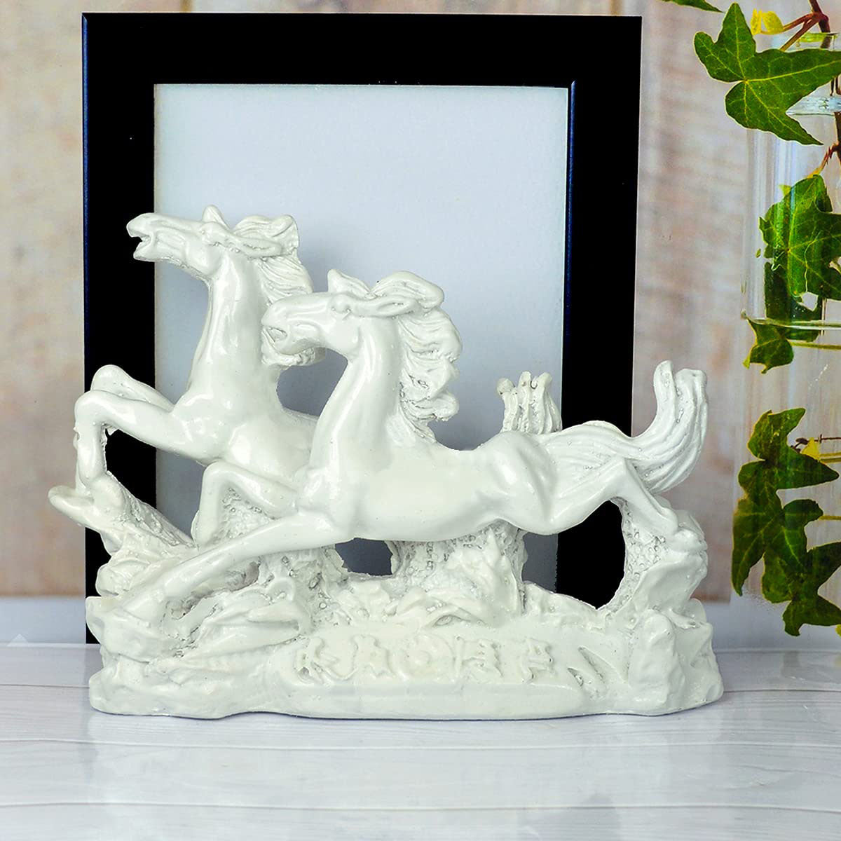 2 White Porcelain Running Horses - Image 3
