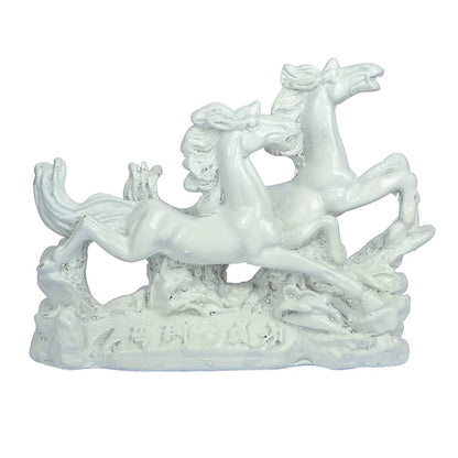 2 White Porcelain Running Horses by SAMAHealing - Feng Shui Remedies