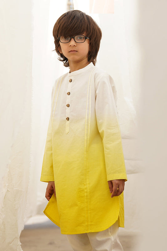 Boys Yellow Ombre Kurta