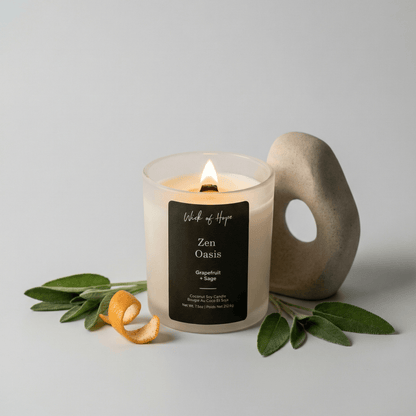 Zen Oasis Candle  | Grapefruit + Sage by Wick of Hope - Full Size Candle (View 2)