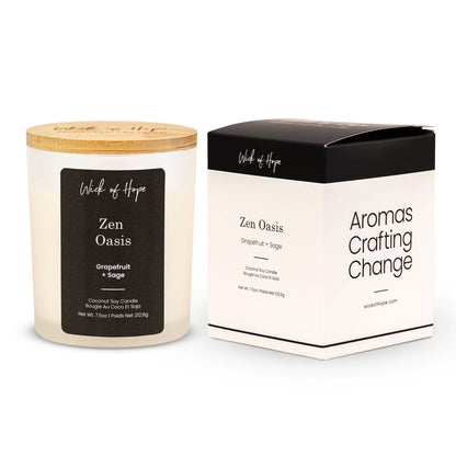 Zen Oasis Candle  | Grapefruit + Sage by Wick of Hope - Full Size Candle (View 4)