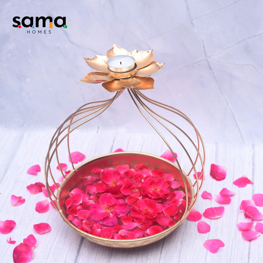 SAMA Homes - exclusive floral urli bowl with tea light candle holder
