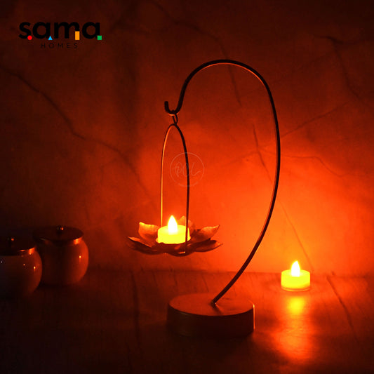 SAMA Homes - exclusive hanging diya with floral tea light candle holder
