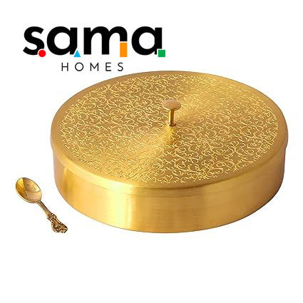 SAMA Homes - handcrafted brass masala box set for kitchen with spoon 7 containers 40 ml 7
