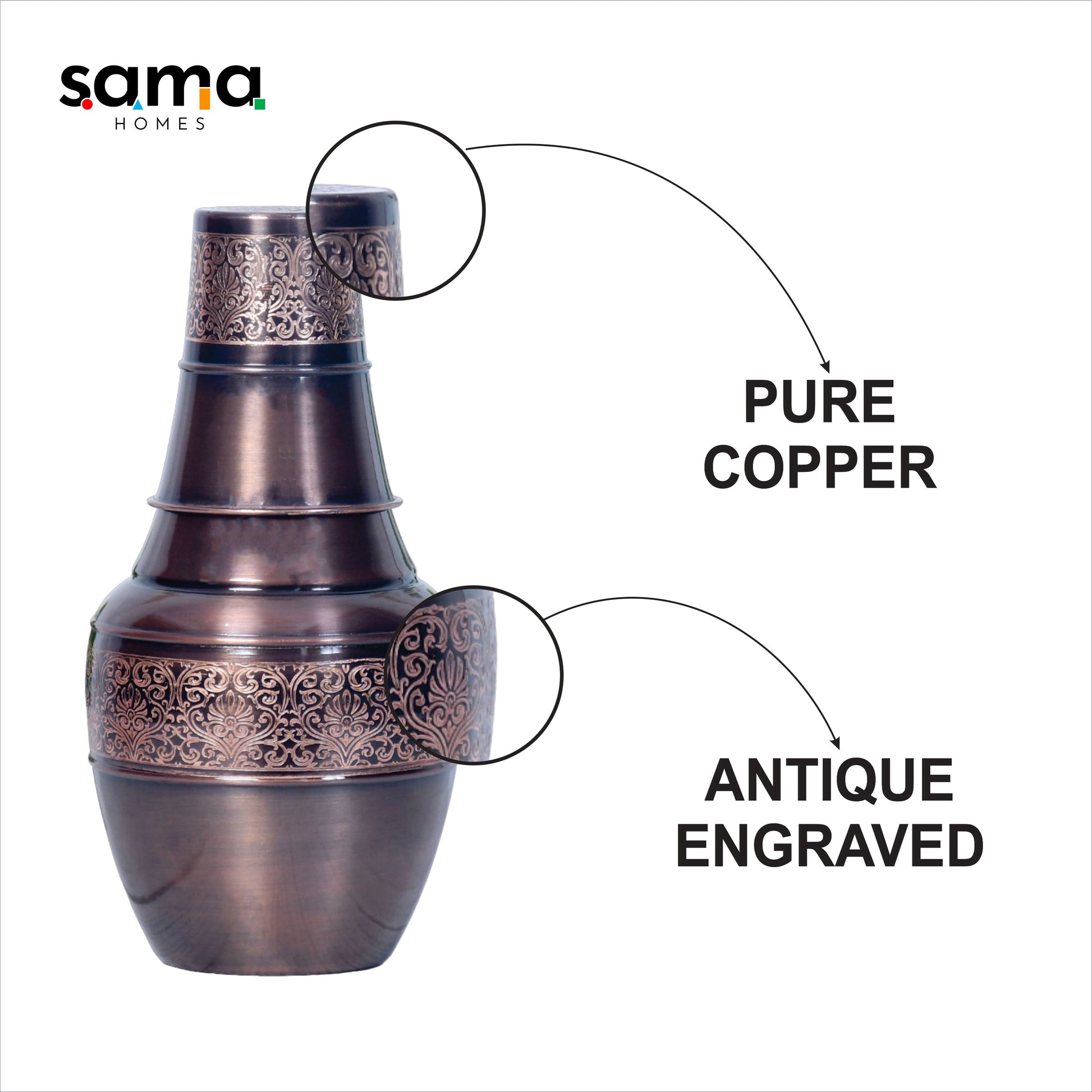 SAMA Homes - pure copper bedside venus jar antique etching