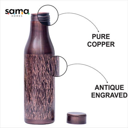SAMA Homes - pure copper water bottle light curved antique black design