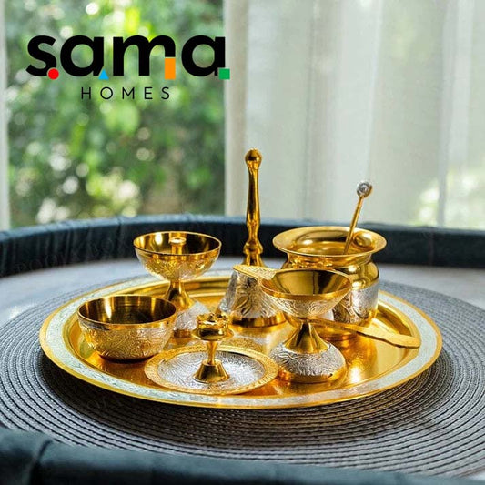 SAMA Homes - exclusive sanskriti brass pooja thali set of 8