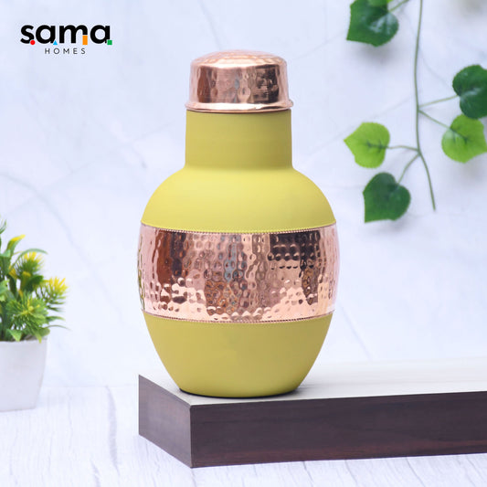 SAMA Homes - pure copper silk yellow apple pot with inbuilt glass capacity 1200ml