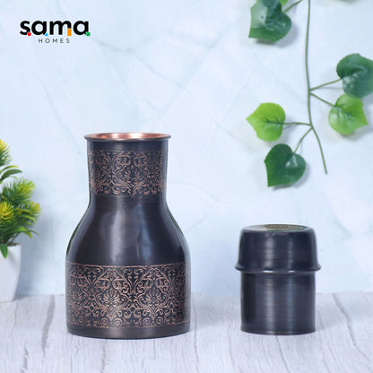 SAMA Homes - pure copper bedside charlie jar antique etching