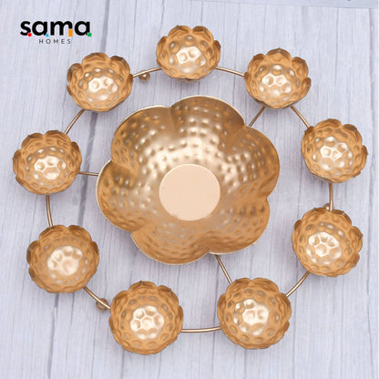 SAMA Homes - exclusive metal urli with tea light candle holder bowl for home decor decorative uruli handcrafted bowl for floating candles