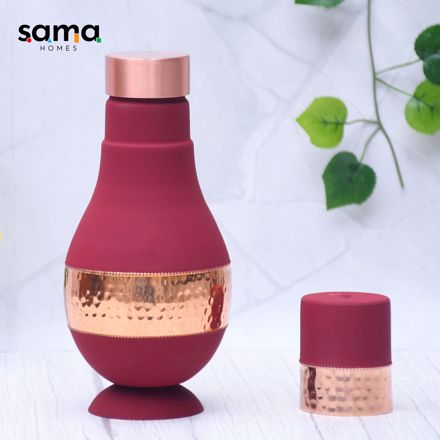SAMA Homes - pure copper silk red cherry modern surahi with inbuilt glass capacity 1000ml