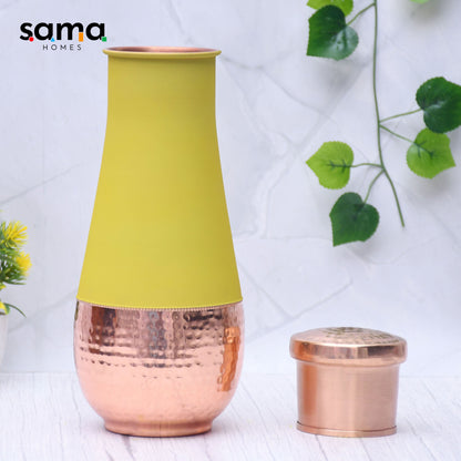 SAMA Homes - pure copper silk yellow tulip jar with inbuilt glass capacity 1400ml
