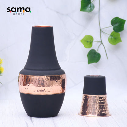 SAMA Homes - venus surahi shape bedroom bottle with inbuilt glass in green colour storage drink ware capacity 1400ml glass 250ml