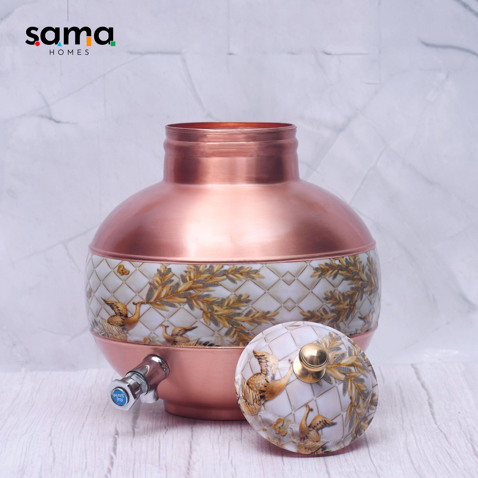 SAMA Homes - pure copper half hammered half enamel ghada pot water dispenser capacity 5000ml