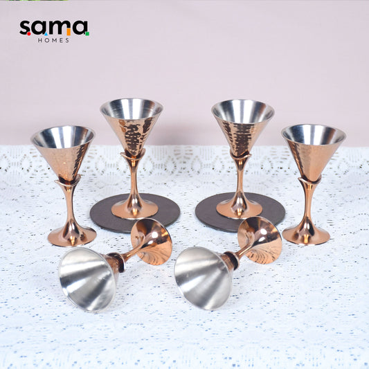 SAMA Homes - beautifully designed pure copper tequila glass set of 6 with wooden box
