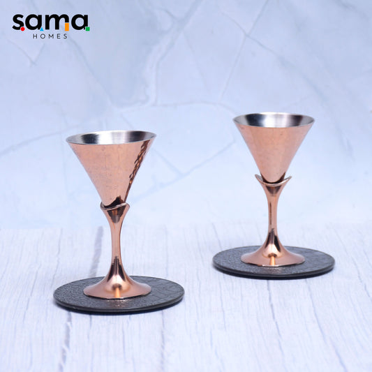 SAMA Homes - beautifully designed conincal pure copper tequila glass set of 2