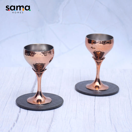 SAMA Homes - beautifully designed pure copper round tequila glass set of 2
