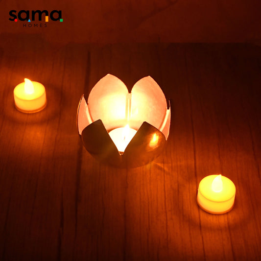 SAMA Homes - lotus shaped tea light with copper finish