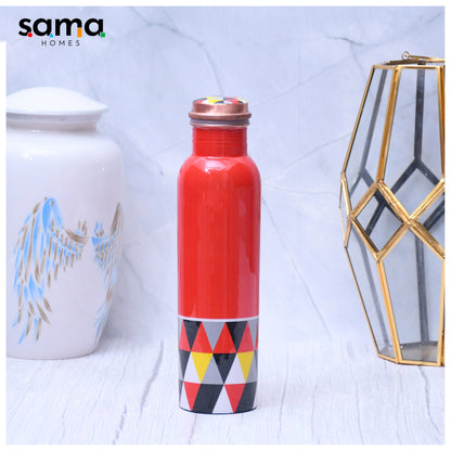 SAMA Homes - exclusive triangle design printed copper water bottle leak proof capcity 1000 ml