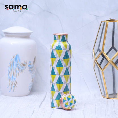 SAMA Homes - spiffy geometric printed copper water bottle leak proof