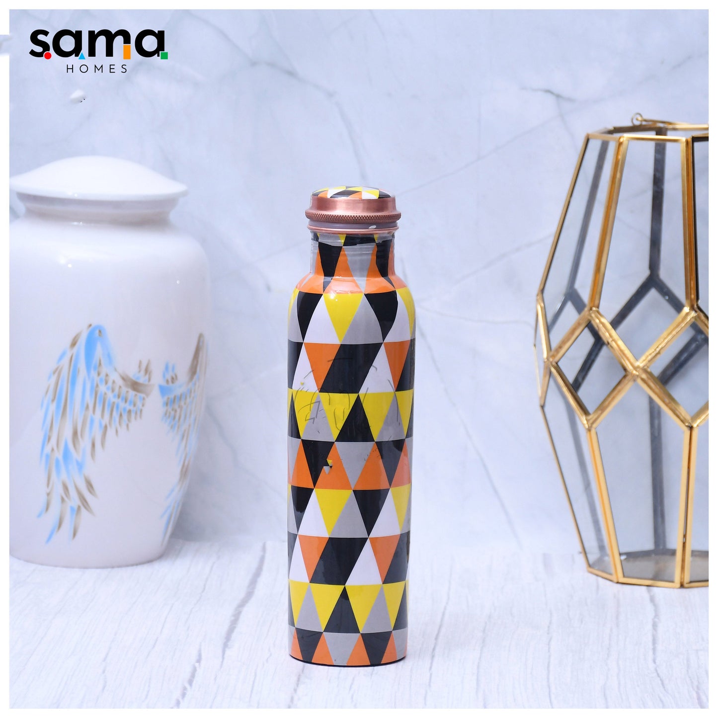 SAMA Homes - exclusive geometric designed pure copper bottle leak proof