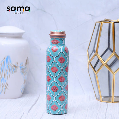 SAMA Homes - exclusive refreshing green digital printed copper water bottle leak proof capacity 1000 ml