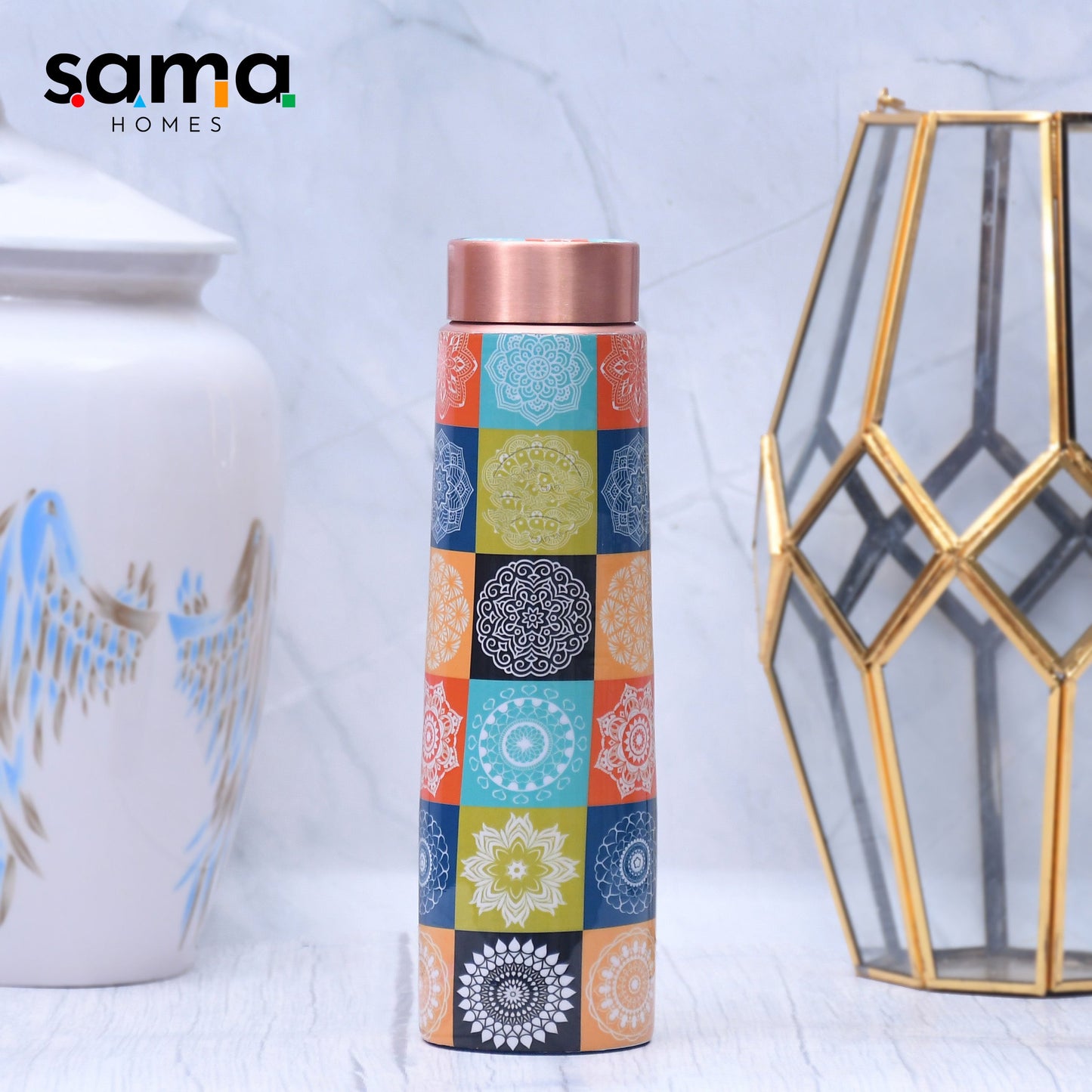 SAMA Homes - premium designed copper water bottle enamel leak proof capacity 1000 ml