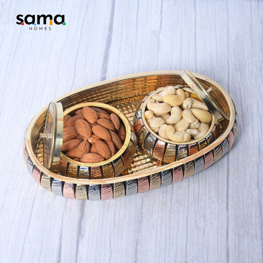 SAMA Homes - multipurpose brass supari set decorative box with 2 container