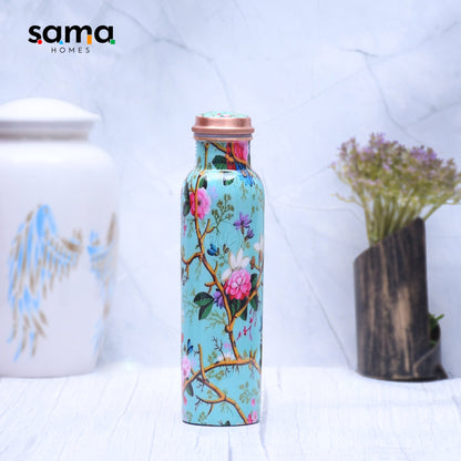 SAMA Homes - exclusive pink rose designed pure copper bottle leak proof capacity 1000 ml
