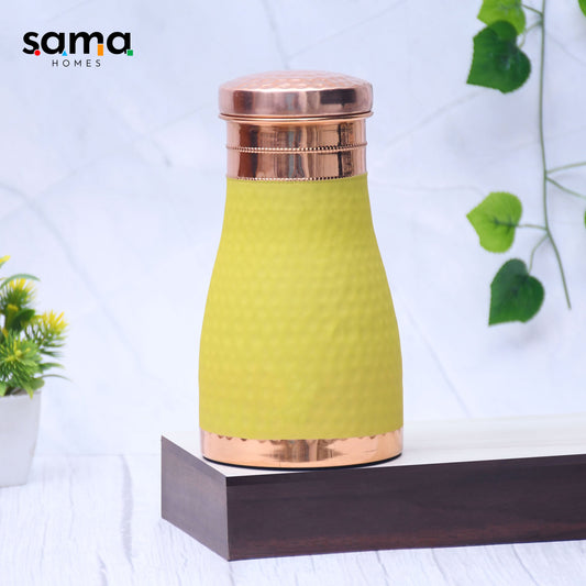 SAMA Homes - pure copper silk yellow bedside jar with inbuilt glass capacity 1000ml