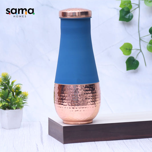SAMA Homes - pure copper silk blue tulip jar with inbuilt glass capacity 1400ml