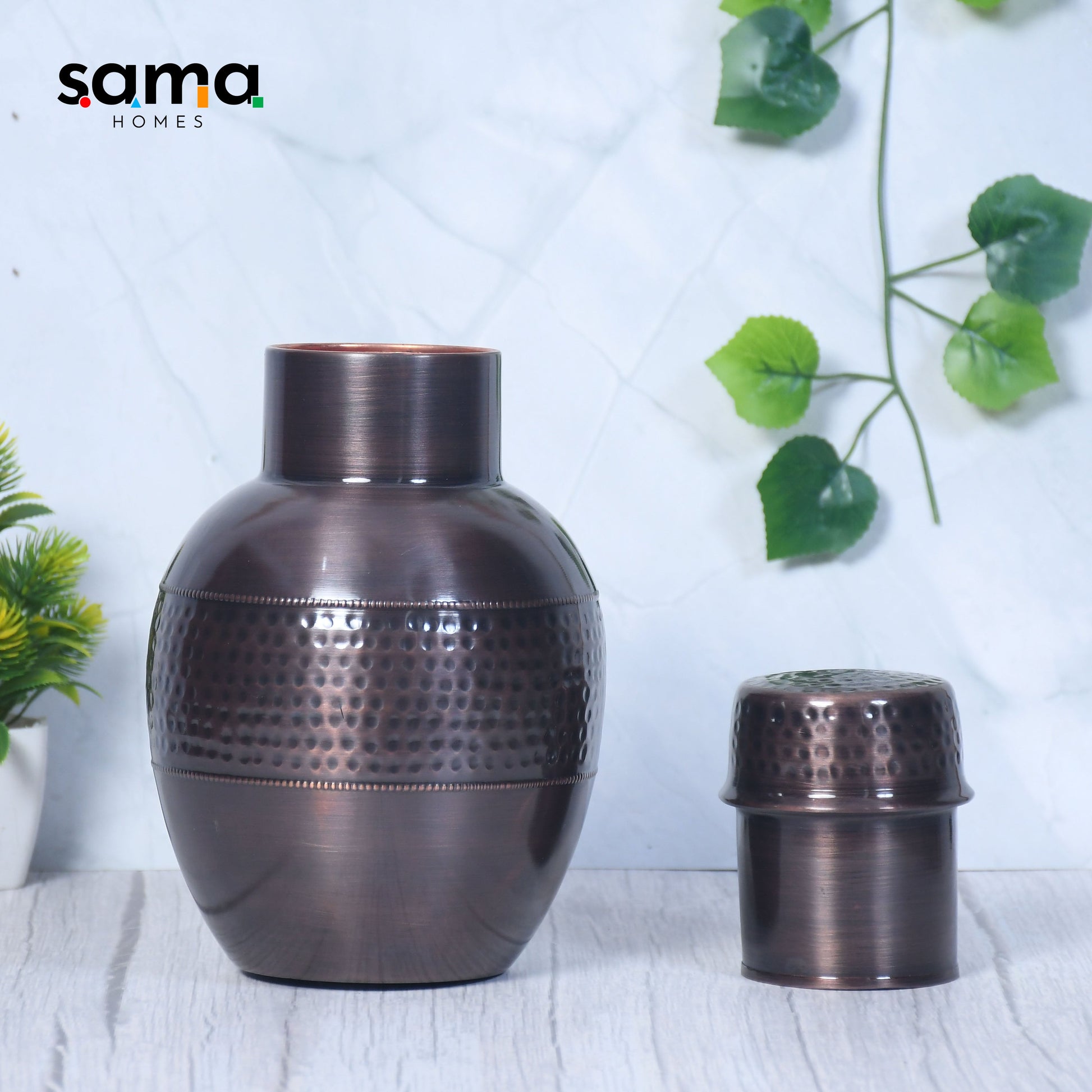 SAMA Homes - pure copper bedside apple jar antique hammered