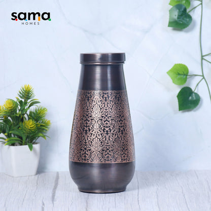 SAMA Homes - pure copper tulip jar antique etching small