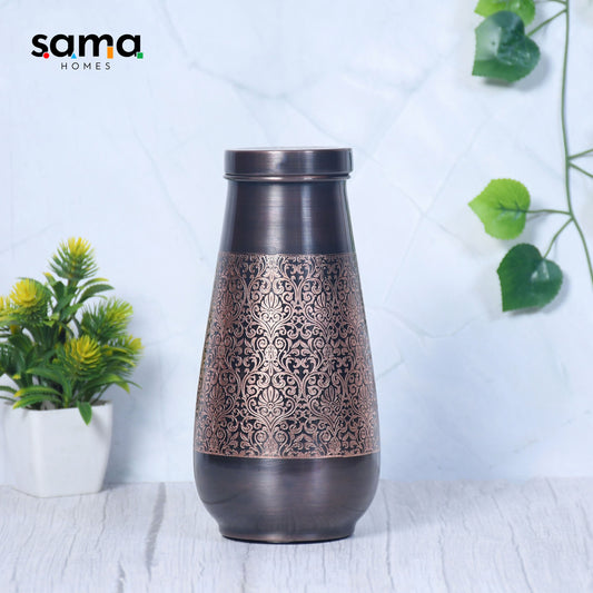 SAMA Homes - pure copper tulip jar antique etching small