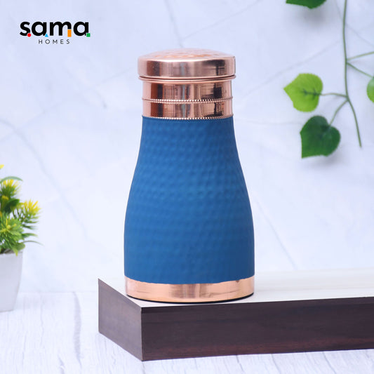 SAMA Homes - pure copper silk blue bedside jar with inbuilt glass capacity 1000ml