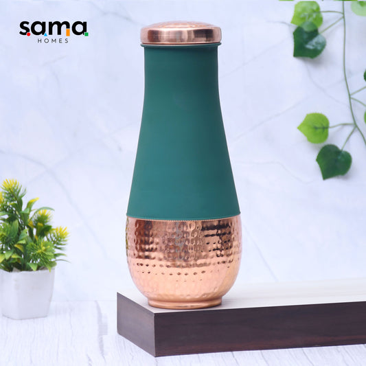 SAMA Homes - pure copper silk green tulip jar with inbuilt glass capacity 1400ml