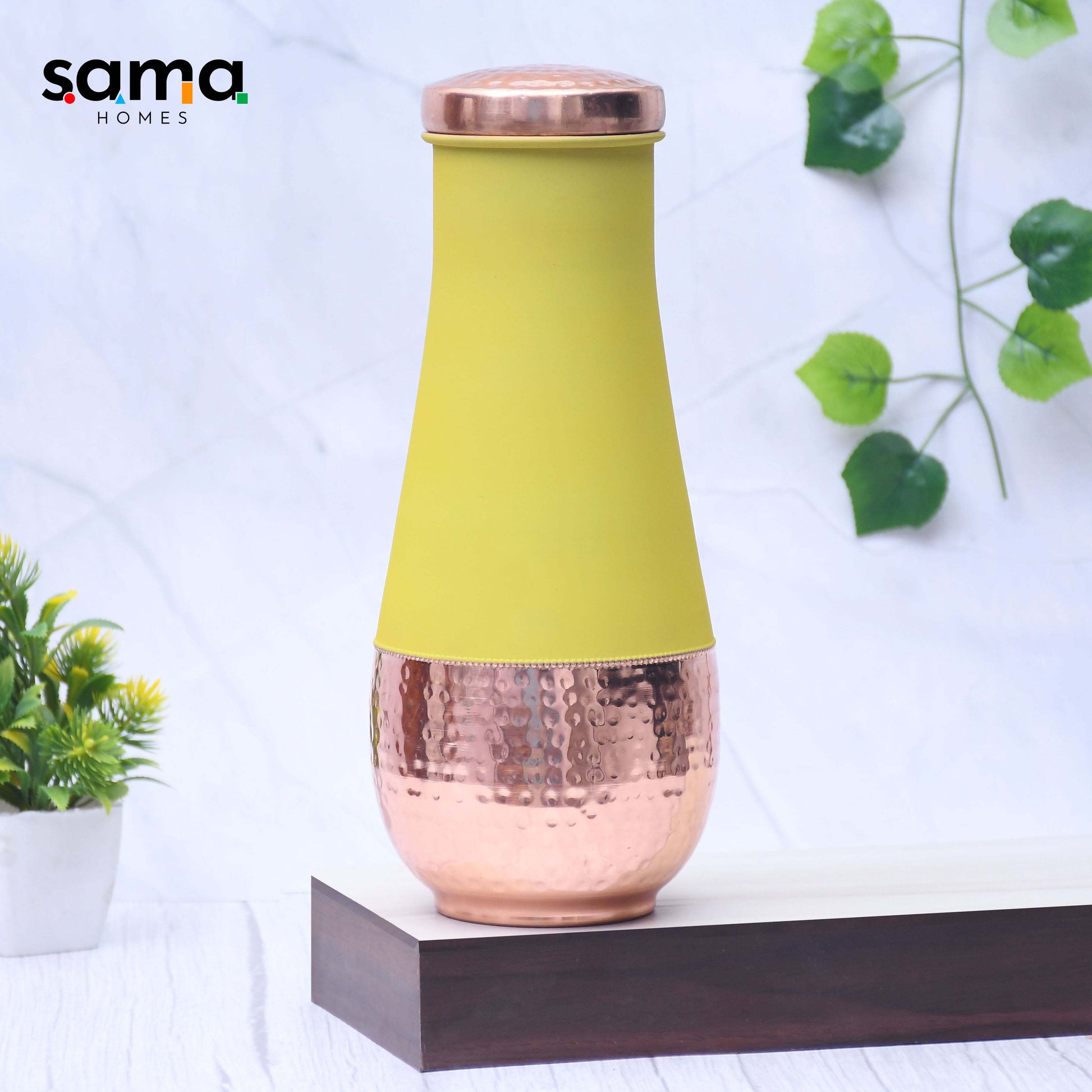 Pure Copper Silk Tulip Jar with Inbuilt Glass Capacity 1400ML - Sama Homes - Image 2