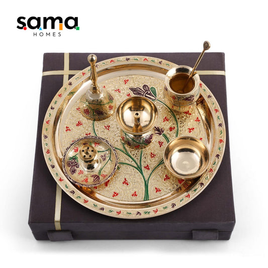 SAMA Homes - exclusive pooja thali set with hand painted