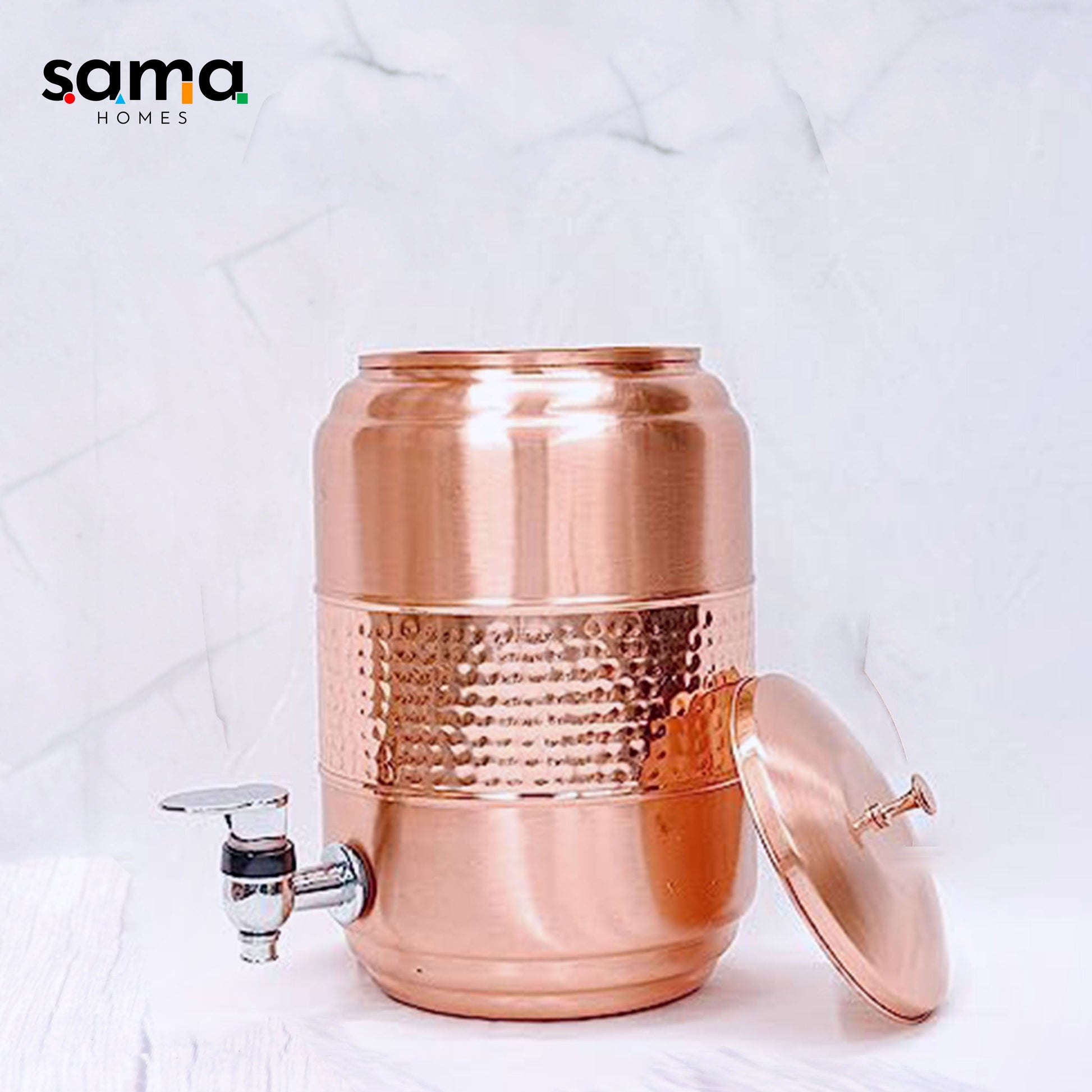 SAMA Homes - hammered copper water dispenser matka pot container pot with pure copper and ayurvedic health benefits 5000 ml