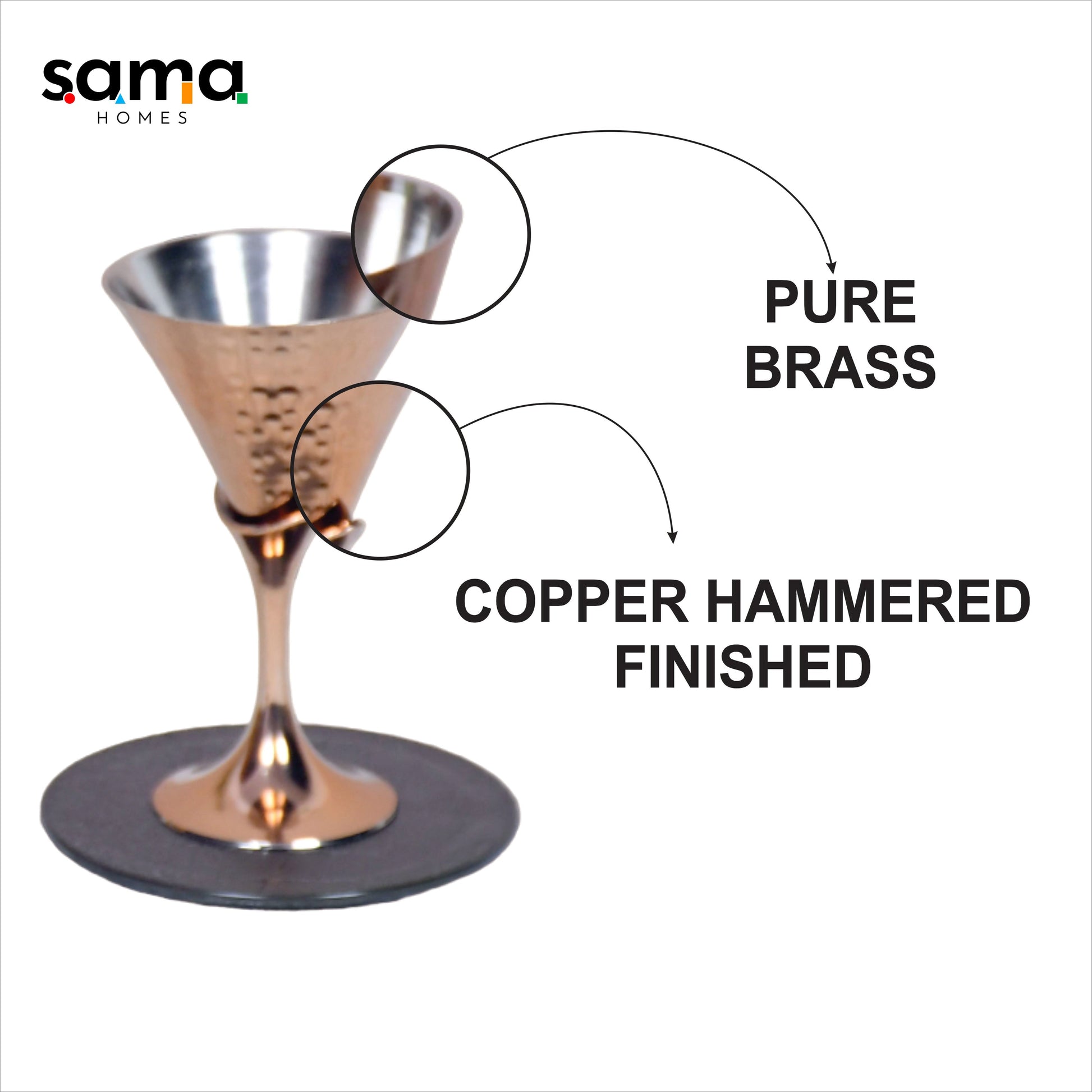 SAMA Homes - beautifully designed conincal pure copper tequila glass set of 2