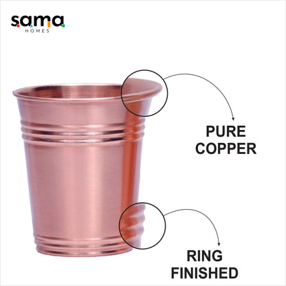 SAMA Homes - pure copper water glass set of 2 ring design tumbler capacity 300ml